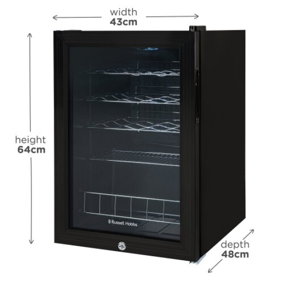 Russell Hobbs Drinks Fridge Wine Cooler 62L Black Lockable RHGWC4B-LCK